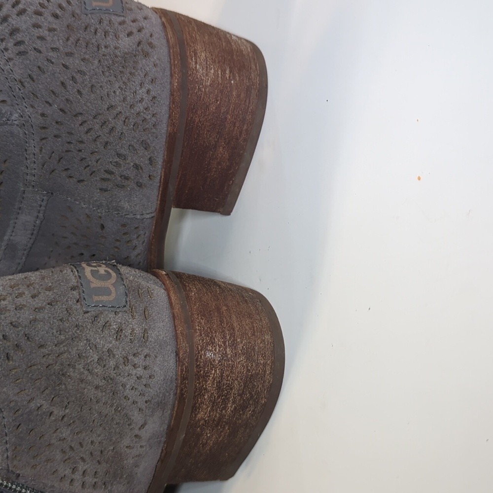 UGG Side Zip Gray Suede Boots Size 8 - Picture 14 of 16